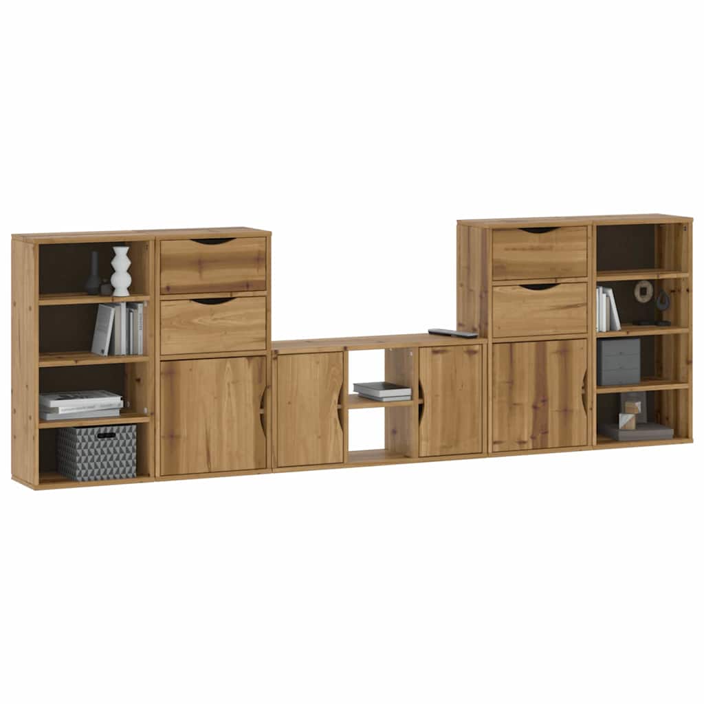 5 Piece TV Units with Storage ODDA Solid Wood Pine